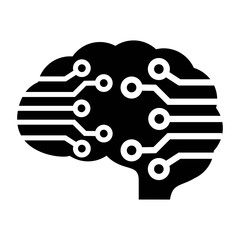 Icono inteligencia artificial. Logo silueta de cerebro humano con conexiones de red  © teracreonte