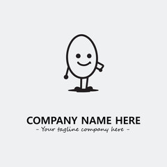 Egg cartoon illustration black and white for logo company vector image
