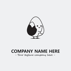 Egg cartoon illustration black and white for logo company vector image
