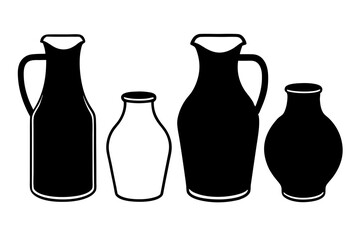 set of Milk Carton silhouette vector illustration