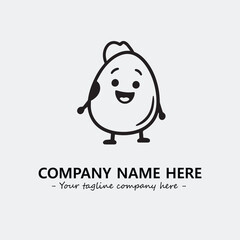 Egg cartoon illustration black and white for logo company vector image

