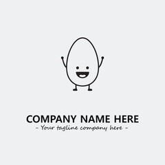 Egg cartoon illustration black and white for logo company vector image
