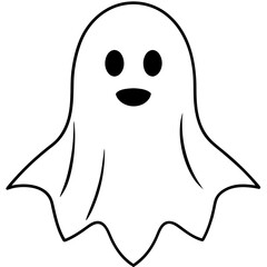 Obraz premium Cute ghost Halloween vector on white background