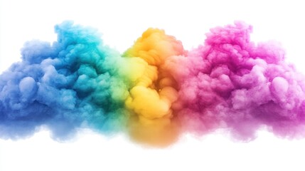 Vivid rainbow colored cloud displaying a bold abstract background with dynamic brush strokes creating a lively scene