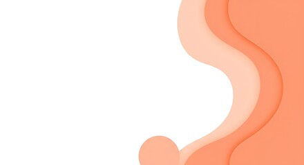 Abstract Flowing Peach Waves Cascade Against White Background, Layered Curves Creating Depth & Motion, Perfect for Modern Graphic Design & Digital Presentations with a Contemporary Edge