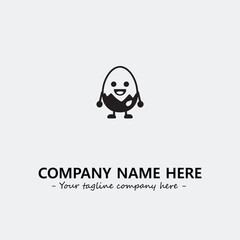 Egg cartoon illustration black and white for logo company vector image
