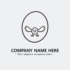 Egg cartoon illustration black and white for logo company vector image
