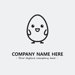 Egg cartoon illustration black and white for logo company vector image
