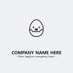 Egg cartoon illustration black and white for logo company vector image
