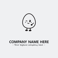 Egg cartoon illustration black and white for logo company vector image
