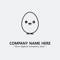Egg cartoon illustration black and white for logo company vector image
