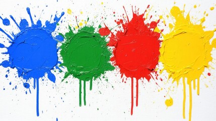 Fototapeta premium Rainbow paint spilled on white background displaying a colorful array of paint strokes and abstract art elements