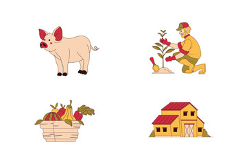 Farmer Illustration Set Collection