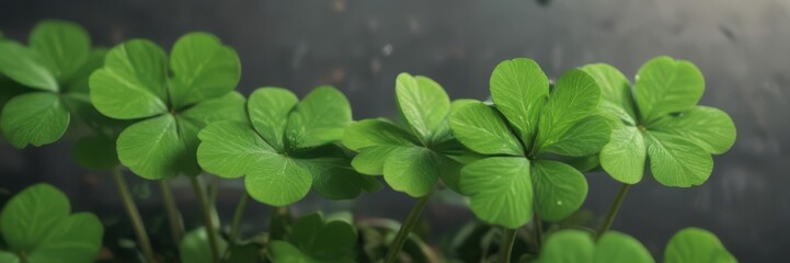 Vibrant green four-leaf clover, close-up view, organic, green, texture
