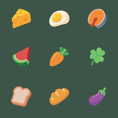 Game Foods Object Collection Set in isolated background