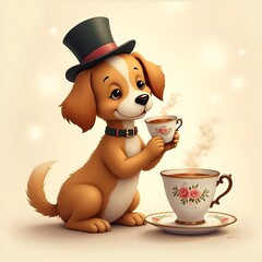 The puppies are walking around beautifully in the flower garden.