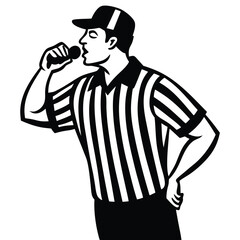 Referee Blowing Whistle During Game