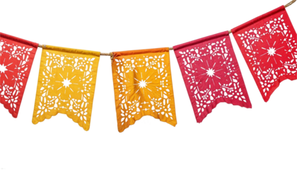 Mexican Papel picado with transparent background