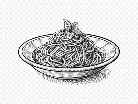 Classic Italian Spaghetti on Plate Vector Illustration