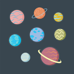 Planet collection set in isolated background