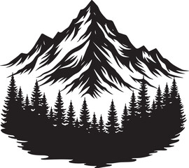 "Wild Trail Escape – Mountain Biker Silhouette with Forest Pines, Moonlight, and Alpine Magic