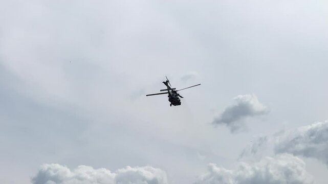 Sikorsky Seahawk Helicopter in Flight Over Geelong