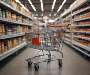 Small house model inside a supermarket shopping trolley ,  online house,  online