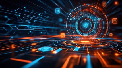 Fototapeta premium Futuristic tech sphere interface background