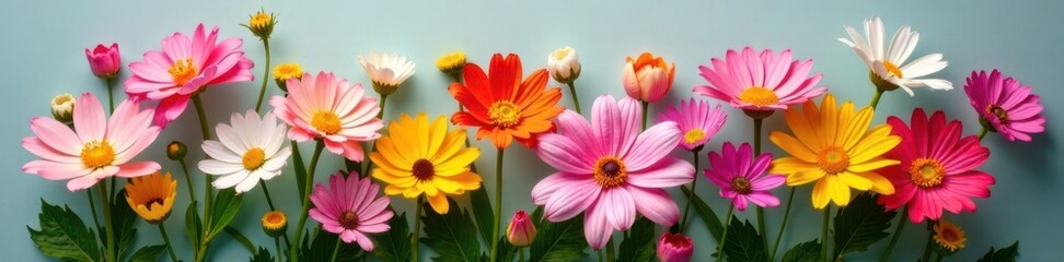 Wildflower bunch with mixed colors and delicate petals, nature, garden
