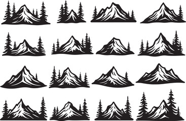 Obraz premium Adventure Mountain Biking Silhouettes with Pine Forest and Alpine Scenery