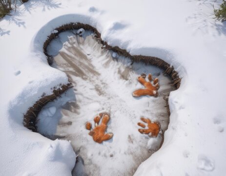 Tiny fox paw prints in fresh snow, winter forest scene,  background,  vulpine,  fauna