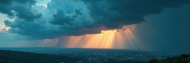 Immense shelf cloud, heavy rain obscures landscape , precipitation, meteorological