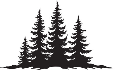 Epic Mountain Biking Adventure Silhouette with Pine Forest, Moon, and Wilderness Scenery