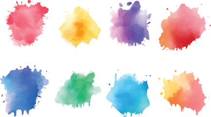 Set of watercolor paint brash watercolor on white background. 