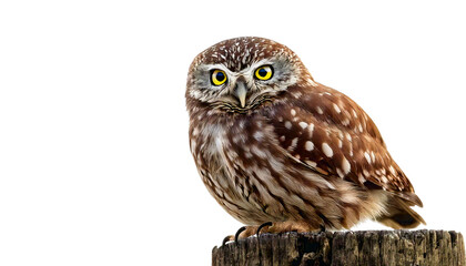 Fototapeta premium great horned owl perched on branch isolated on transparent Bg in Png format 
