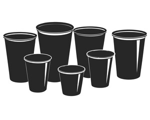 set of Plastic Cup silhouette vector illustration