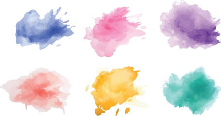 Set of yellow paint smear brushes for painting Colorful watercolor brush stroke collection