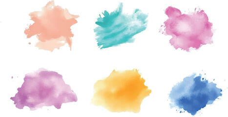Colorful watercolor brush on transparent background vector illustration, 