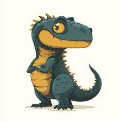 Fototapeta premium Funny green cartoon dinosaur mascot illustration design character vector