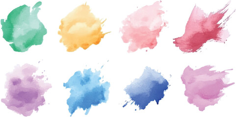 Set of colorful brush circle. Vector illustration isolated on white background, set of vector circle brush strokes texture filled colorful ink on a white background