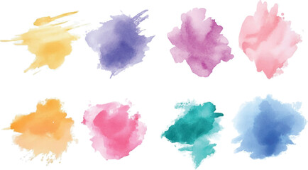 Set of colorful brush circle. Vector illustration isolated on white background, set of vector circle brush strokes texture filled colorful ink on a white background