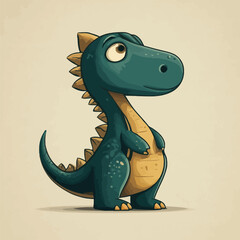 Fototapeta premium Funny green cartoon dinosaur mascot illustration design character vector