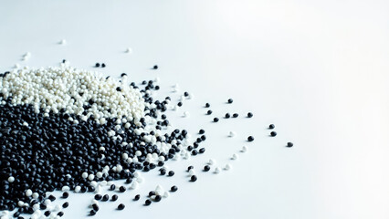 An Abstract macro shot of monochrome spherical beads