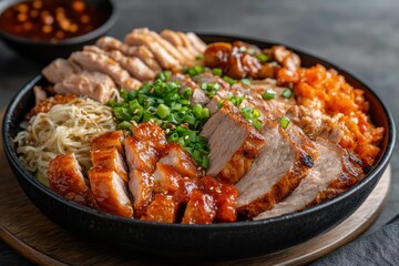 Fototapeta premium Festive Chinese Dining With Symbolic Dishes of Wealth