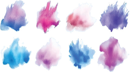 Abstract watercolor shapes on white background. Watercolor Bundle of Hand-Painted Round Shapes,