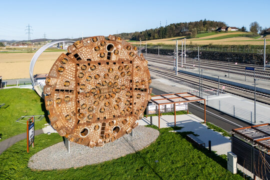 Deutschlandsberg, Austria - April 6, 2025: Weststeiermark train station at the Koralmbahn railroad track between Graz and Klagenfurt.