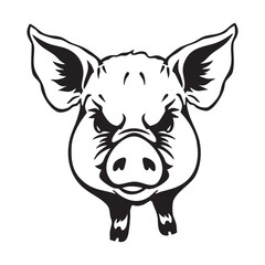 Angry Pig vector art in black isolated on white background