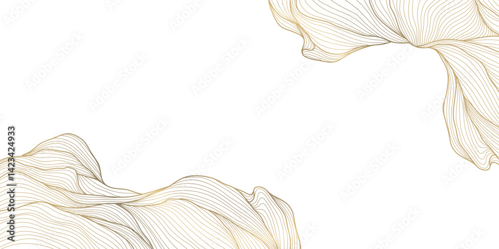 Aufkleber vector abstract gold line wave pattern, luxury elegant frame with organic fluid elements. japanese s