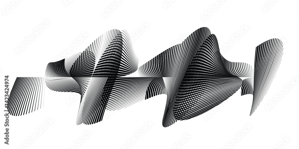 Poster abstract flow lines design elements . fluid wavy shape . glitched circle design . striped linear obj