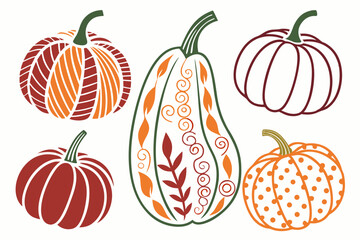 set of Pumpkin silhouette vector illustration